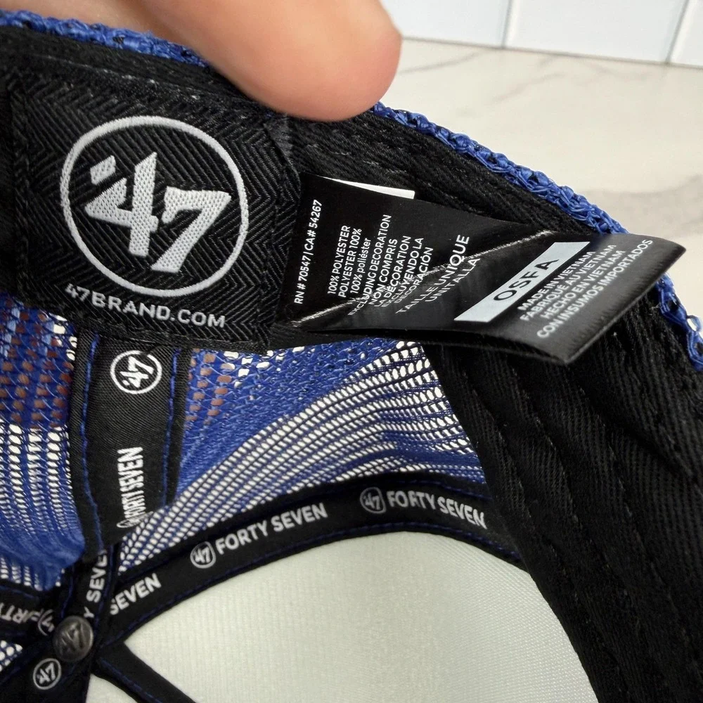 Texas Rangers Hat Cap Snap Back Mens One Size Blue White MLB Baseball 47 Trucker